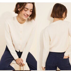ARI Cashmere Cropped Cardigan Ivory Sweater by CAARA size Small retail $229